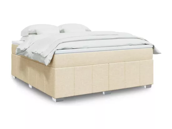 Sommier à lattes de lit avec matelas Crème 180x200 cm Tissu