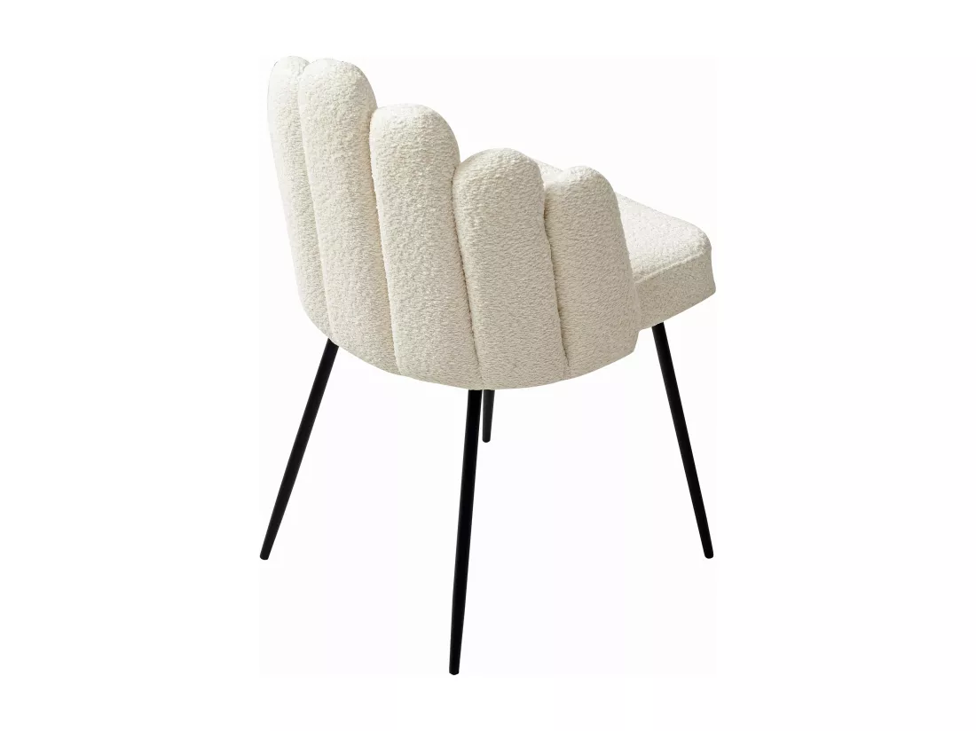 Lot de 2 chaises en tissu bouclette et métal noir - Crème - ALTINAM de Pascal MORABITO