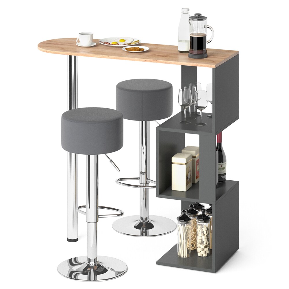 Vicco Bartisch Vincent Anthrazit-Goldkraft Bartresen Stehtisch Tresentisch Bistrotisch Bar inkl. Barhocker