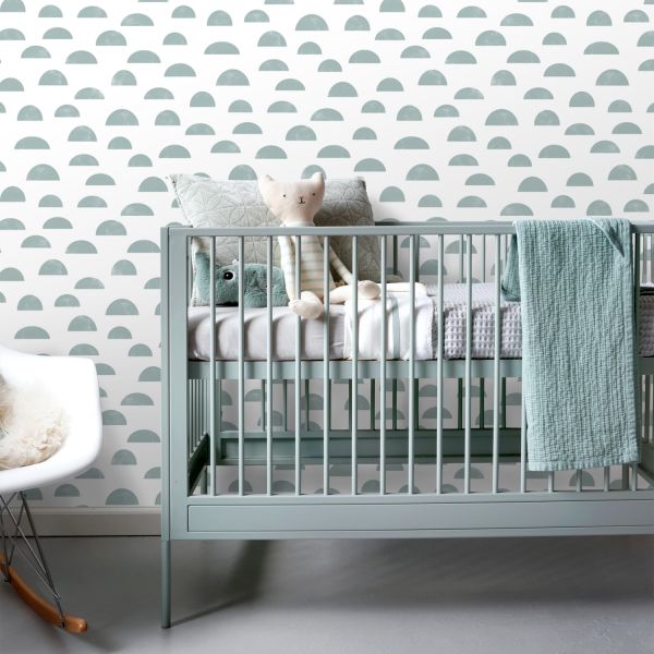 Estahome Grafisch Motief VI - 0,53 x 10,05 m - Vergrijsd Blauw