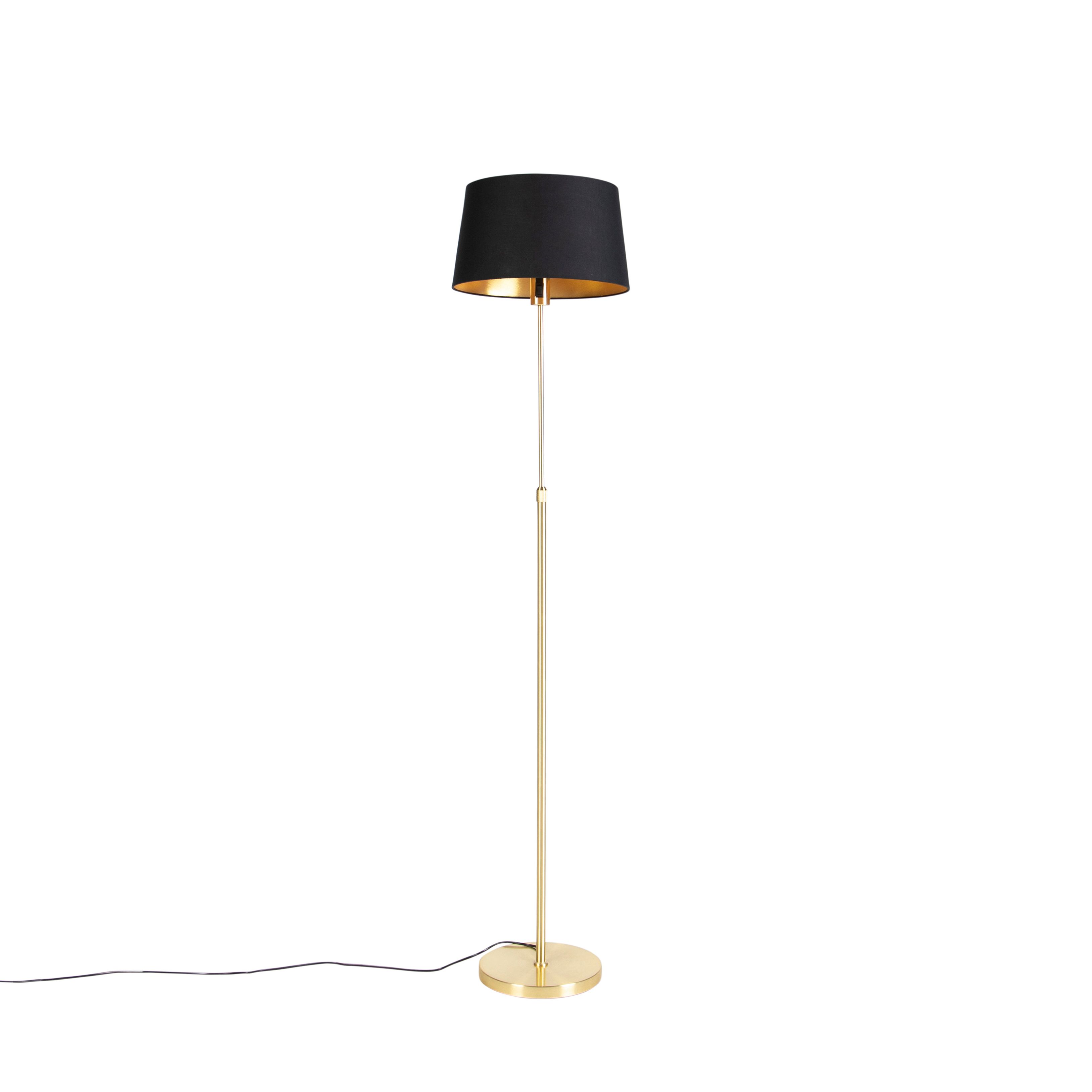 Vloerlamp goud/messing met zwarte kap 35 cm verstelbaar - Parte