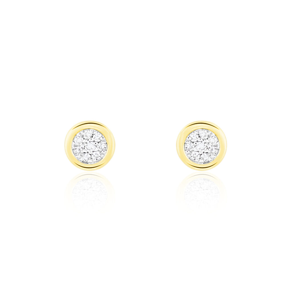 Boucles D'oreilles Puces Or Jaune Diamants