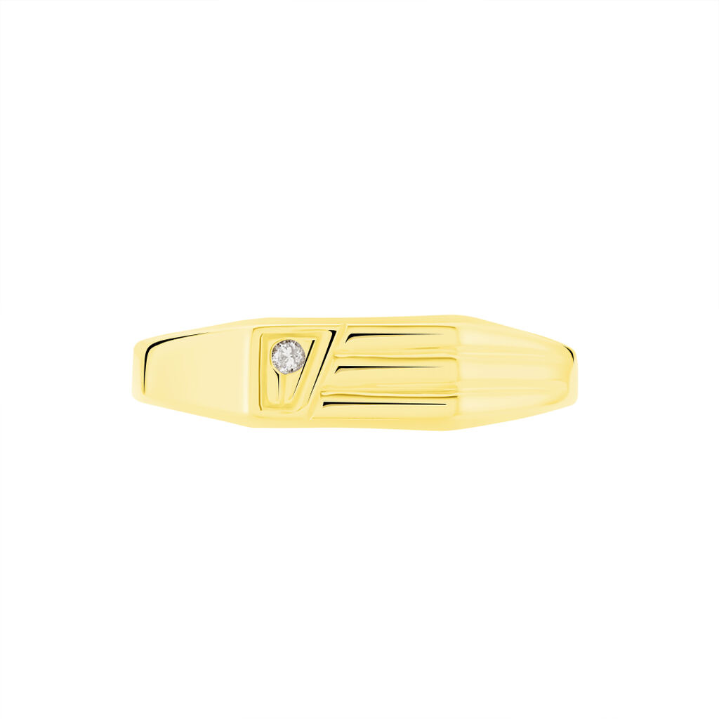 Chevaliere Or Jaune rectangle Diamant