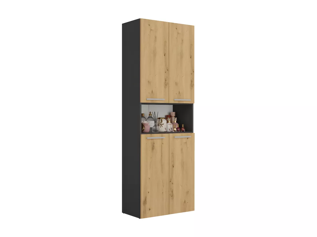 GLAZE - Armoire de salle de bain avec panier à ligne - Style moderne - 174x60x30 cm - Colonne sdb