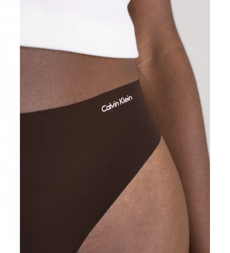 Conjunto de 5 calcinhas fio dental invisíveis Calvin Klein - Marrom, Bege, Nude