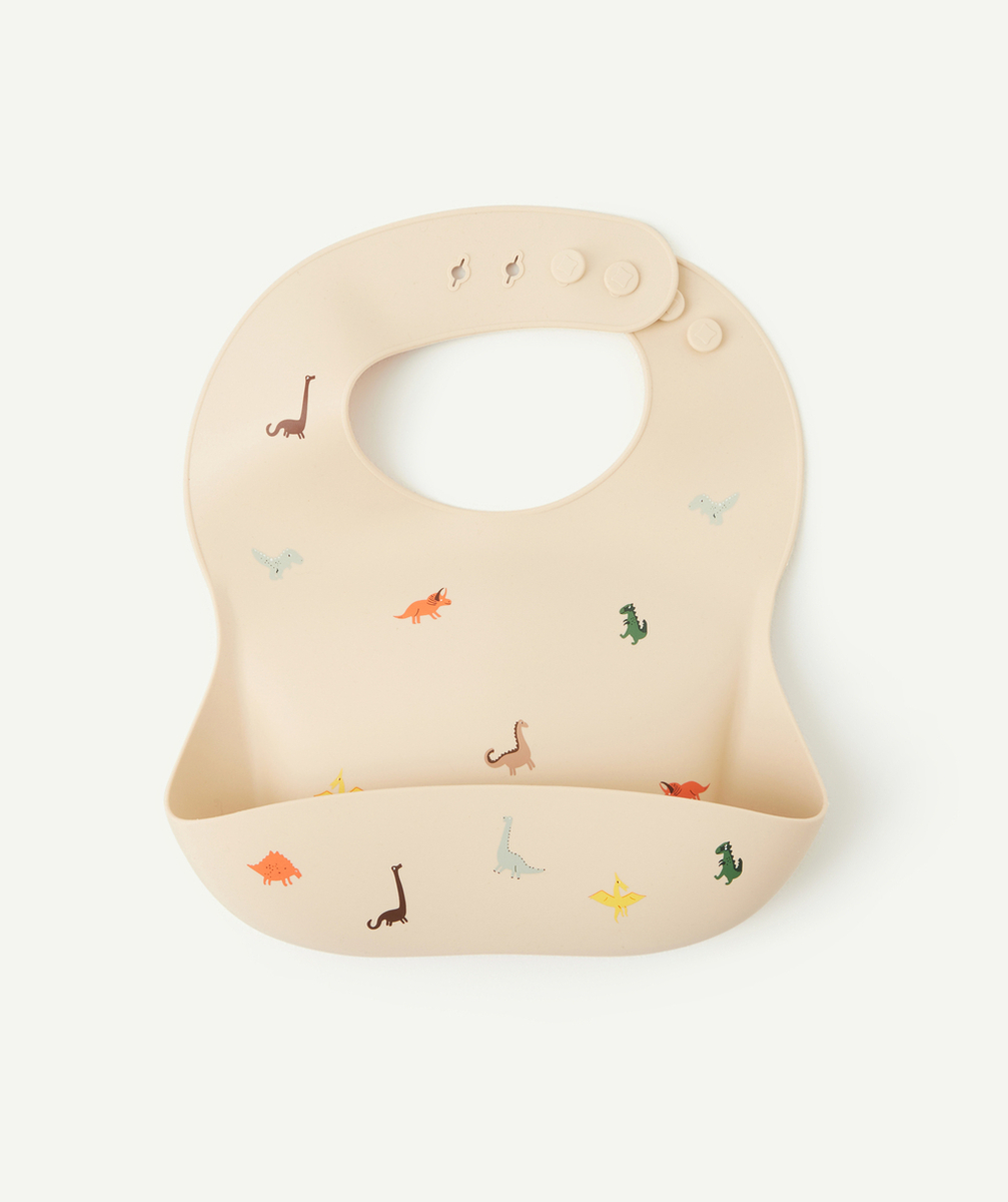 MUSHIEBAVOIR DINOSAURES BEIGE EN SILICONE POUR BÉBÉ