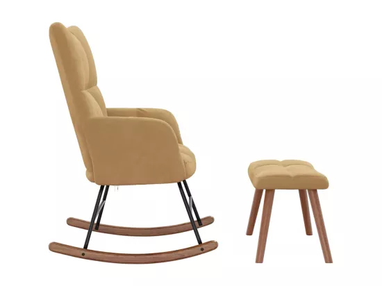 Chaise à bascule avec repose-pied Marron Velours