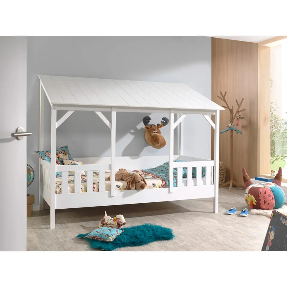 Vipack huisbed met wit dak - wit - 90x200 cm