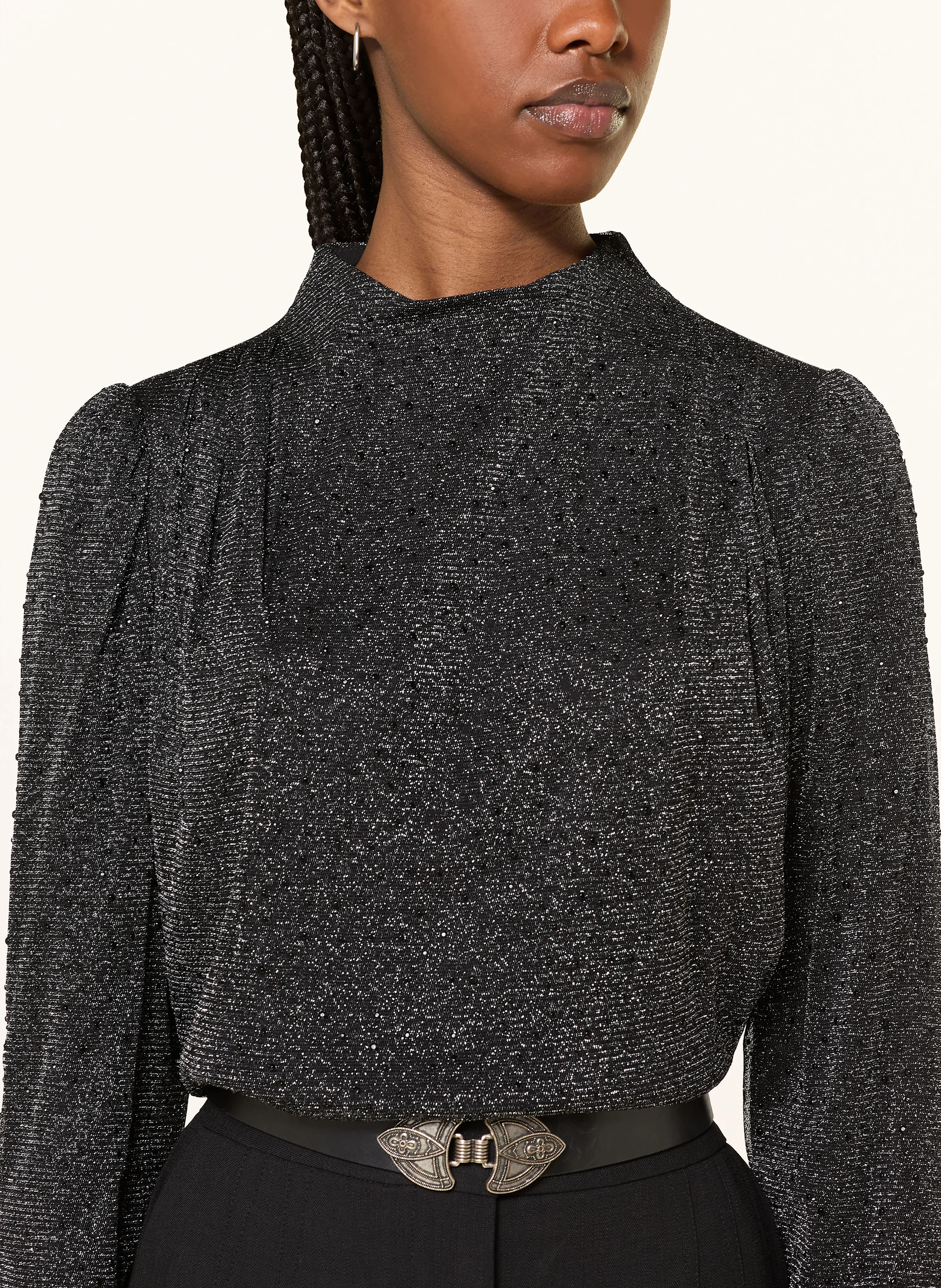 ba&sh Longsleeve RABA aus Mesh mit Schmucksteinen und Glitzergarn