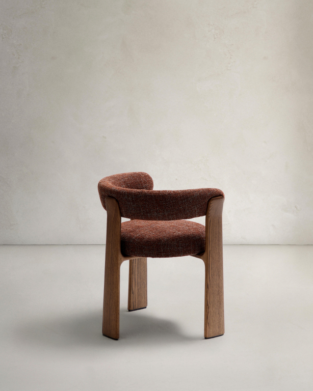Kave Home Granite eetkamerstoel donker essenhout, beige chenille