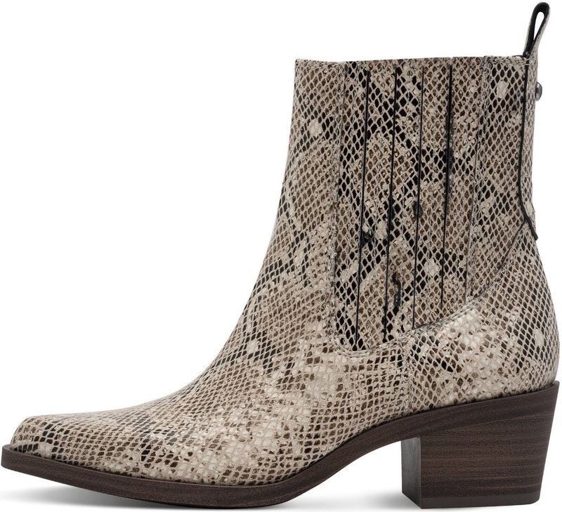 Tamaris - Chelsea Boots - Beige - Slangenprint - Met Rits