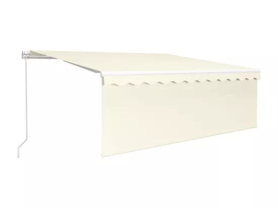 Auvent manuel rétractable avec store et LED 4,5x3 m Crème