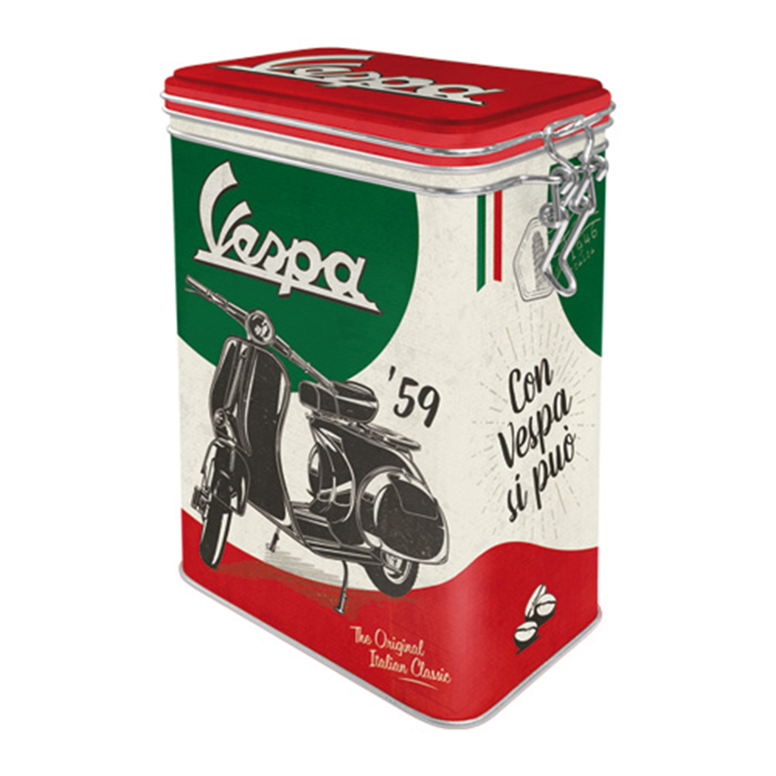 Vorratsdose - Vespa Roller - beige-rot - Bügelverschluss