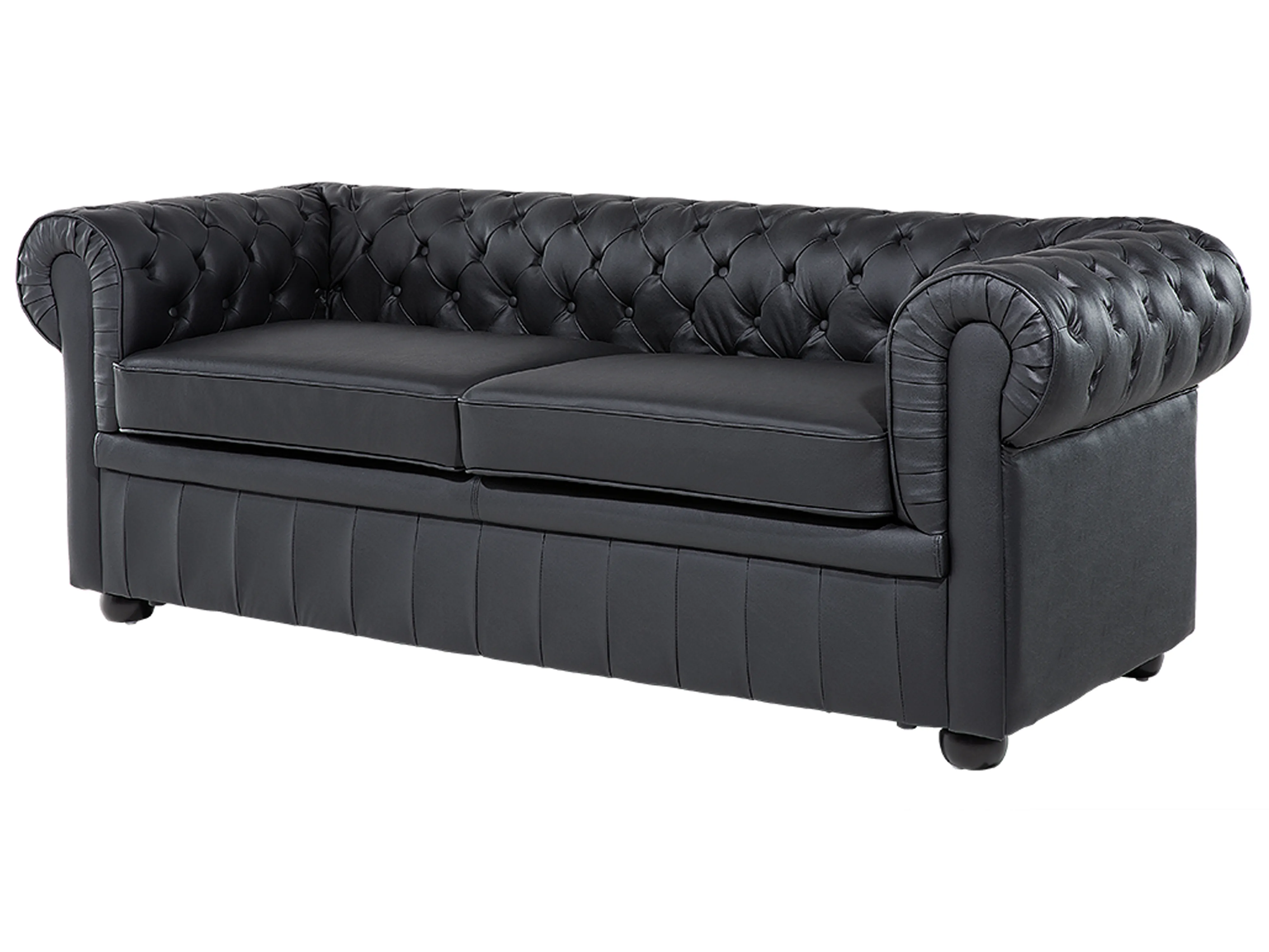 Bank 3-zits CHESTERFIELD Leer Zwart