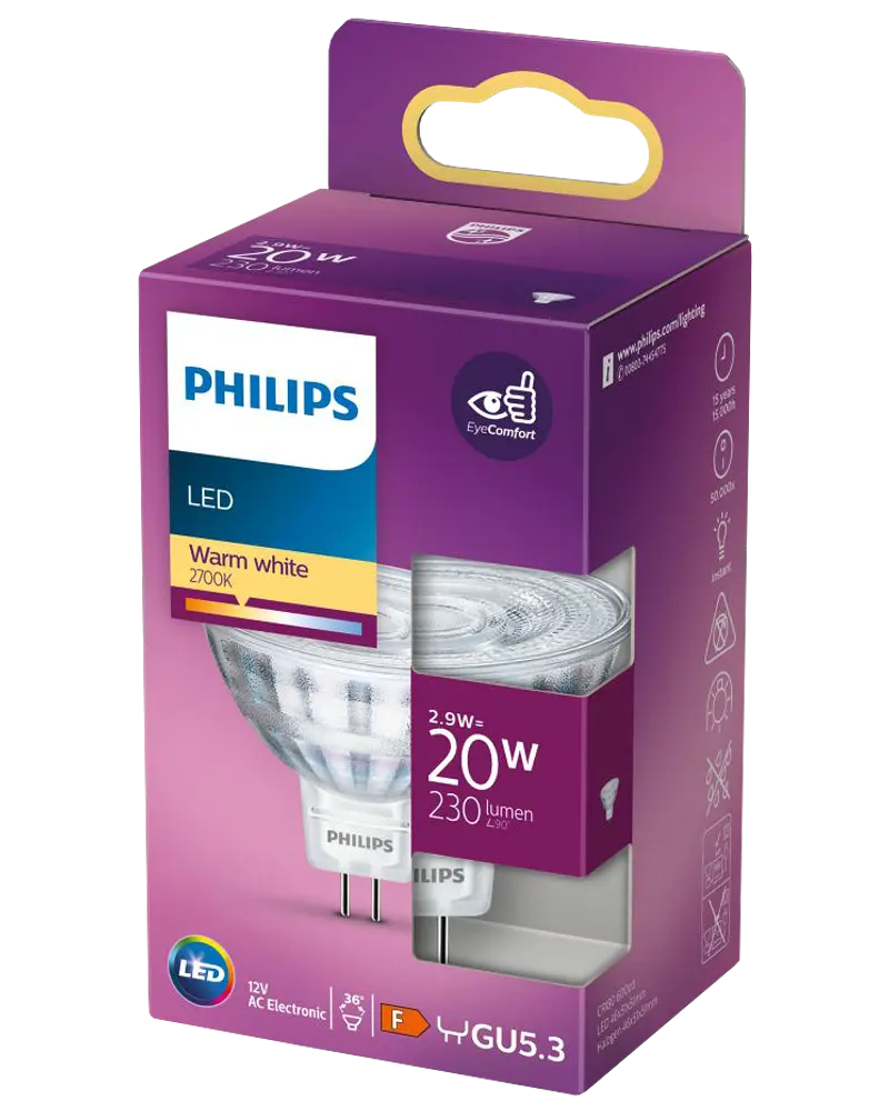 PHILIPS Spotpære 2,9W GU5.3 MR16
