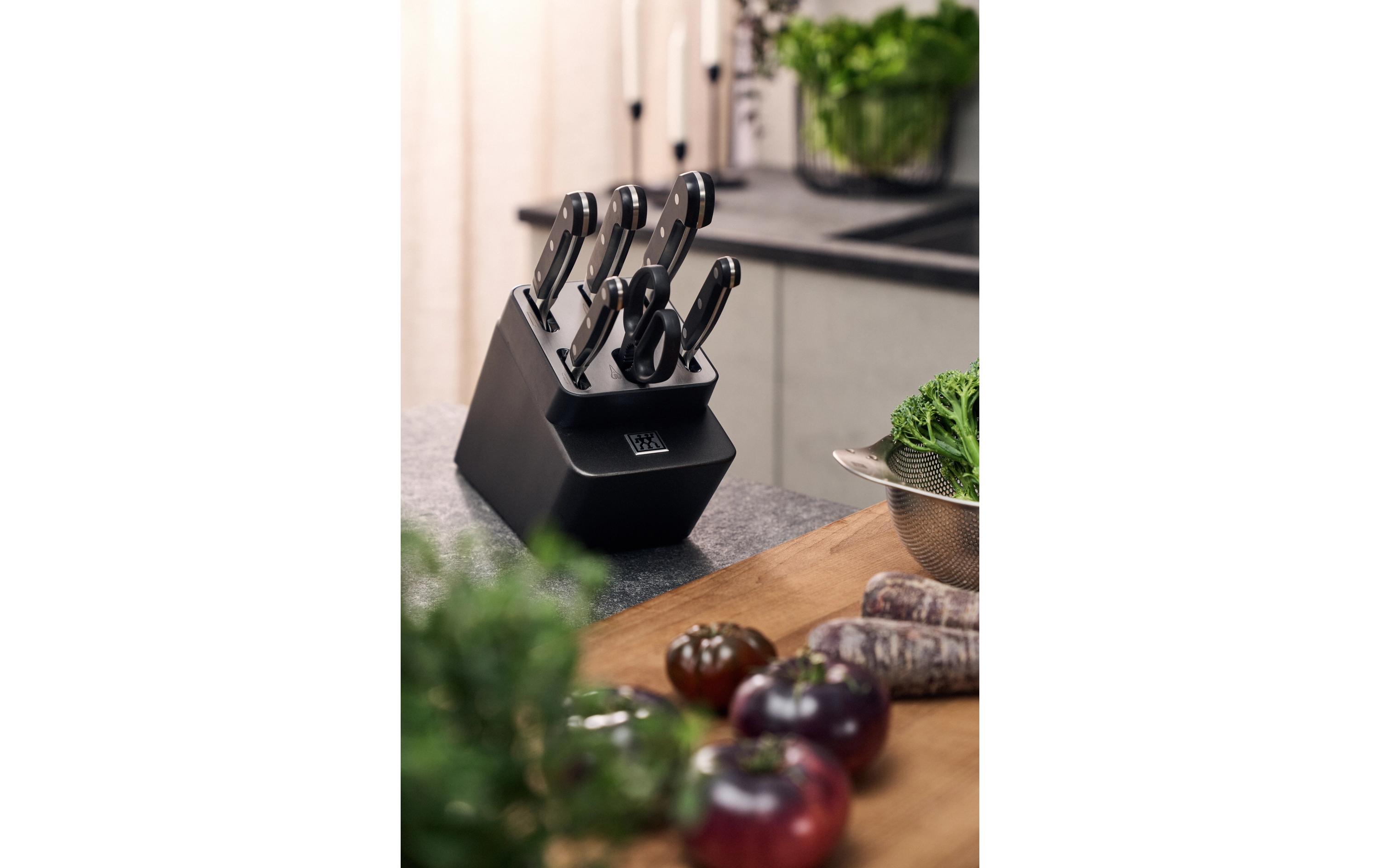 Messerblock-Set mit Messer Pro Grau, 7-teilig<br>Selbstschärfender Messerblock