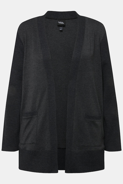 Sweatjacke, Waffelstruktur, offene Form, Langarm