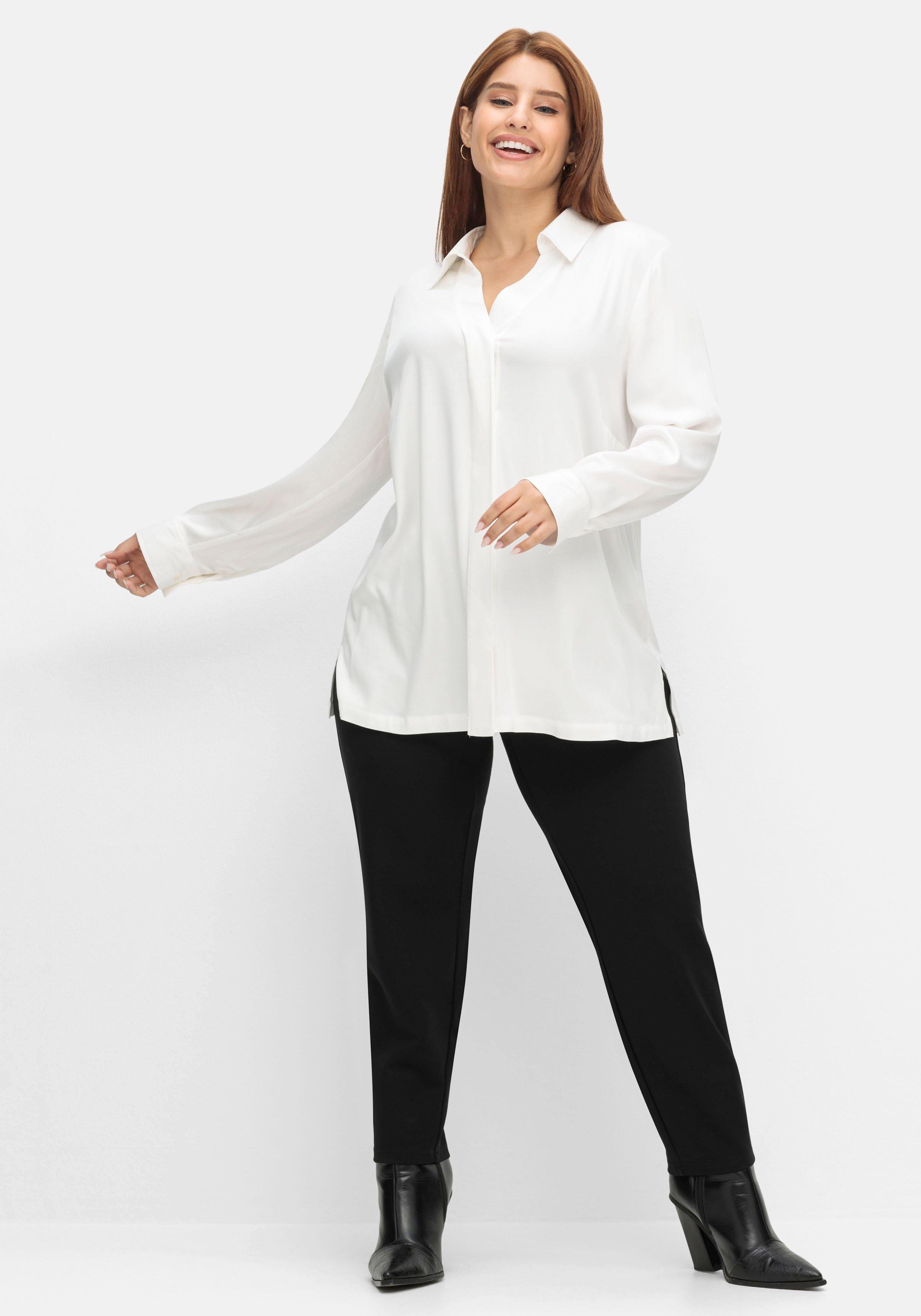 Leicht glänzende Hemdbluse in Petite Passform