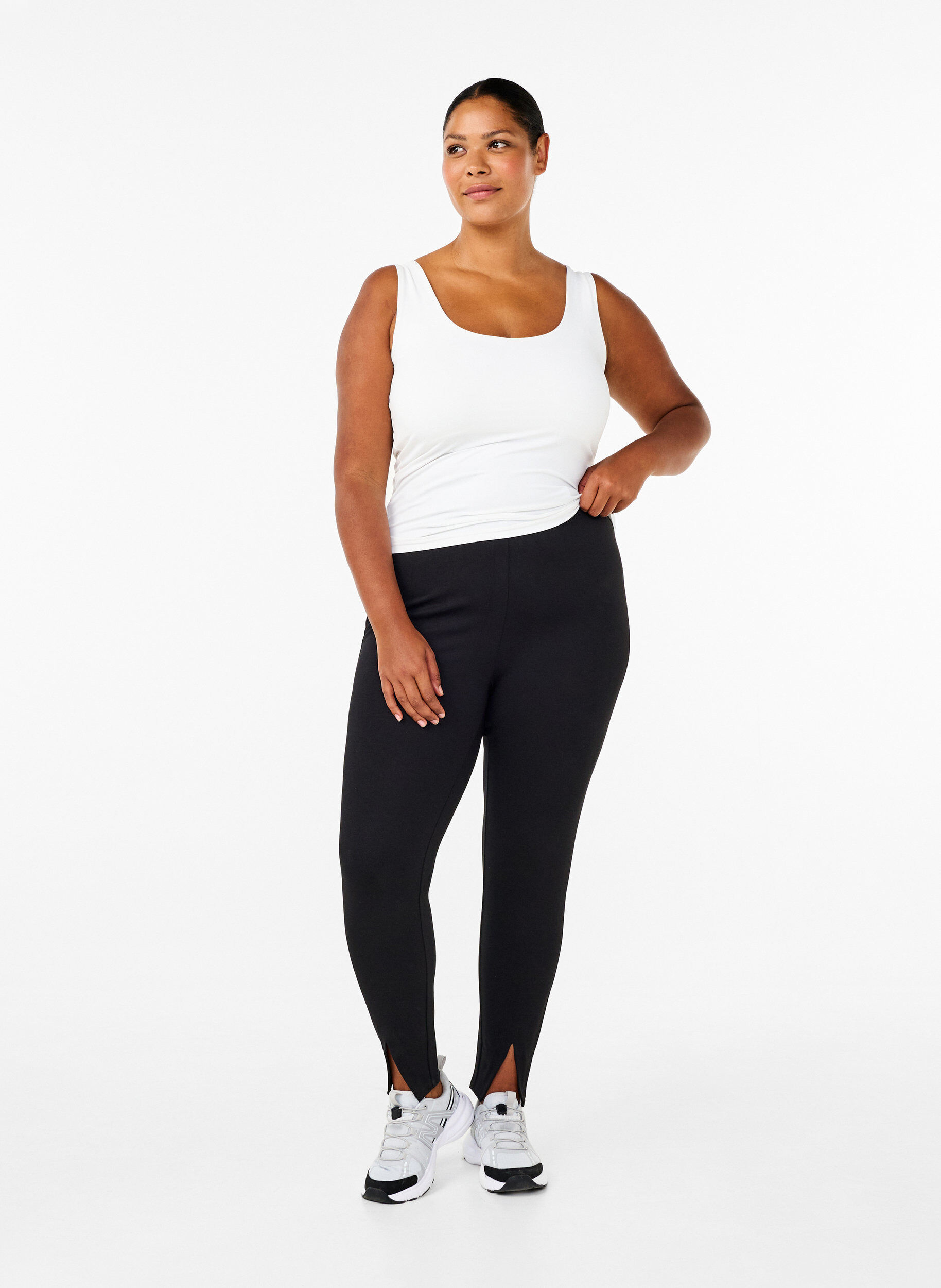 Viskose leggings med slids foran
