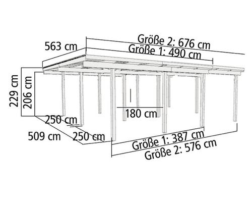 Dubbele carport Karibu Eco 2A PVC panelen zonder fittingen 527x576 cm drukgeïmpregneerd