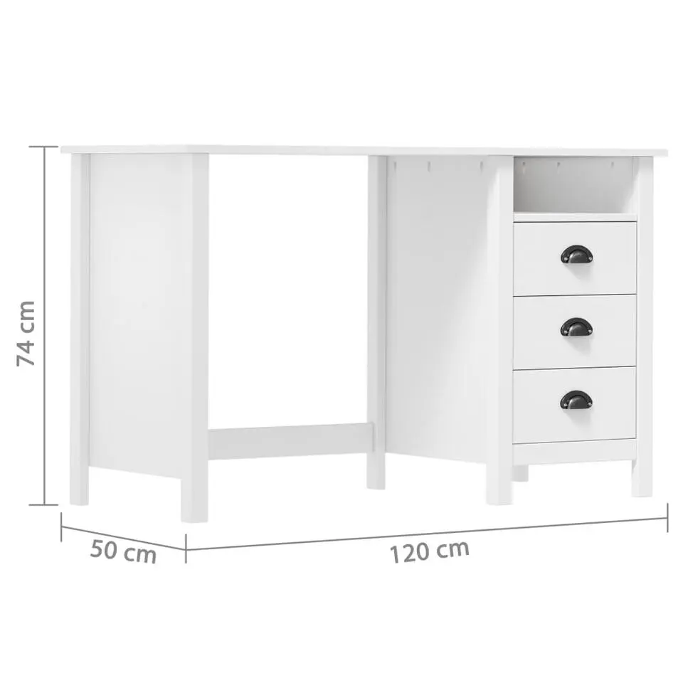 vidaXL - Bureau - Wit - Grenenhout - 120 x 50 x 74 cm