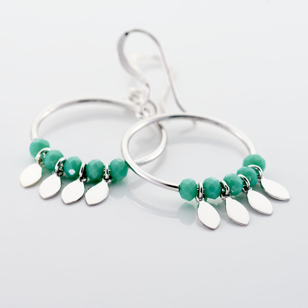 Boucles D'oreilles Pendantes Polyna Argent Blanc Pierre De Synthese