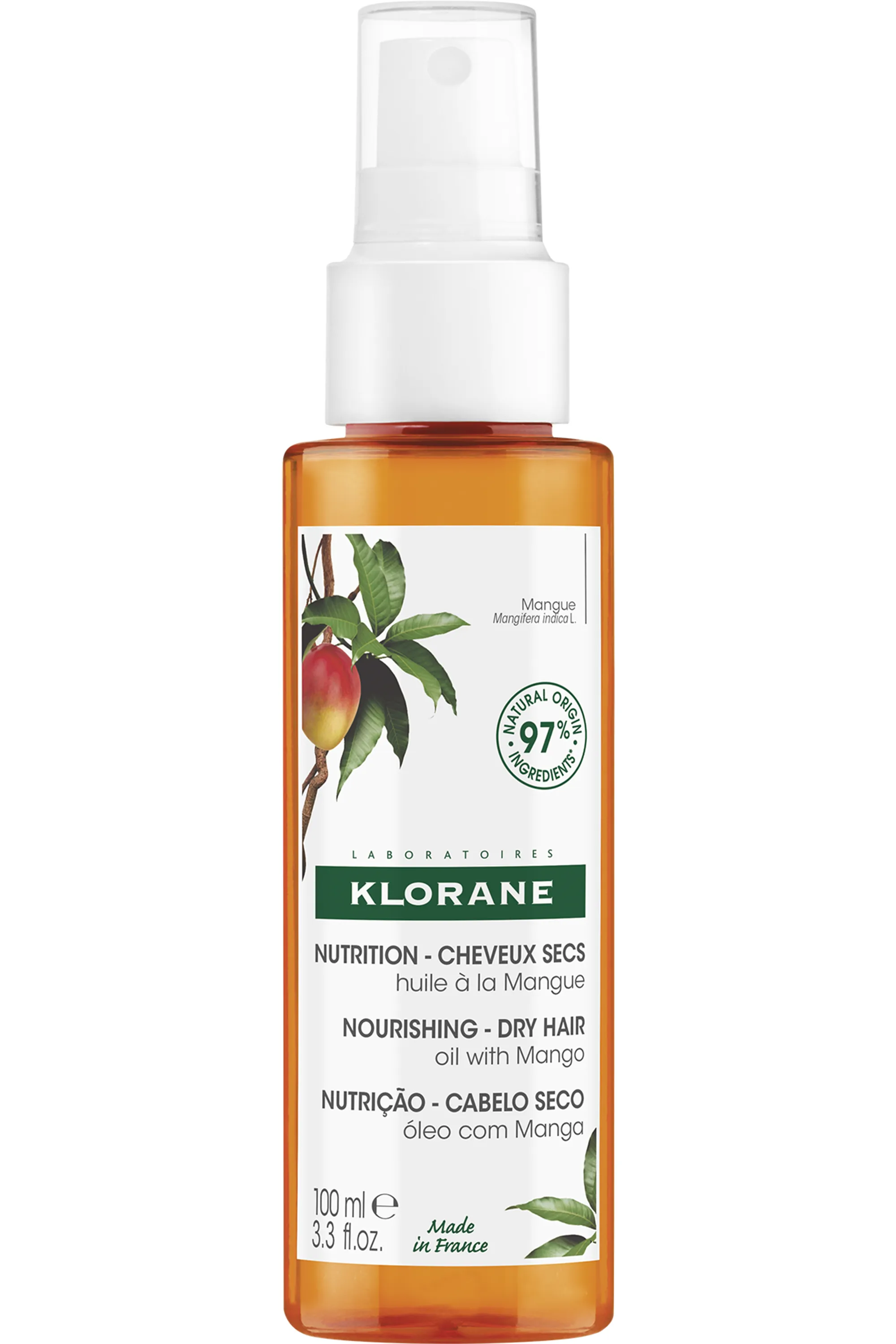 Klorane Huile Nutrition à la Mangue pour cheveux secs-100 ml
