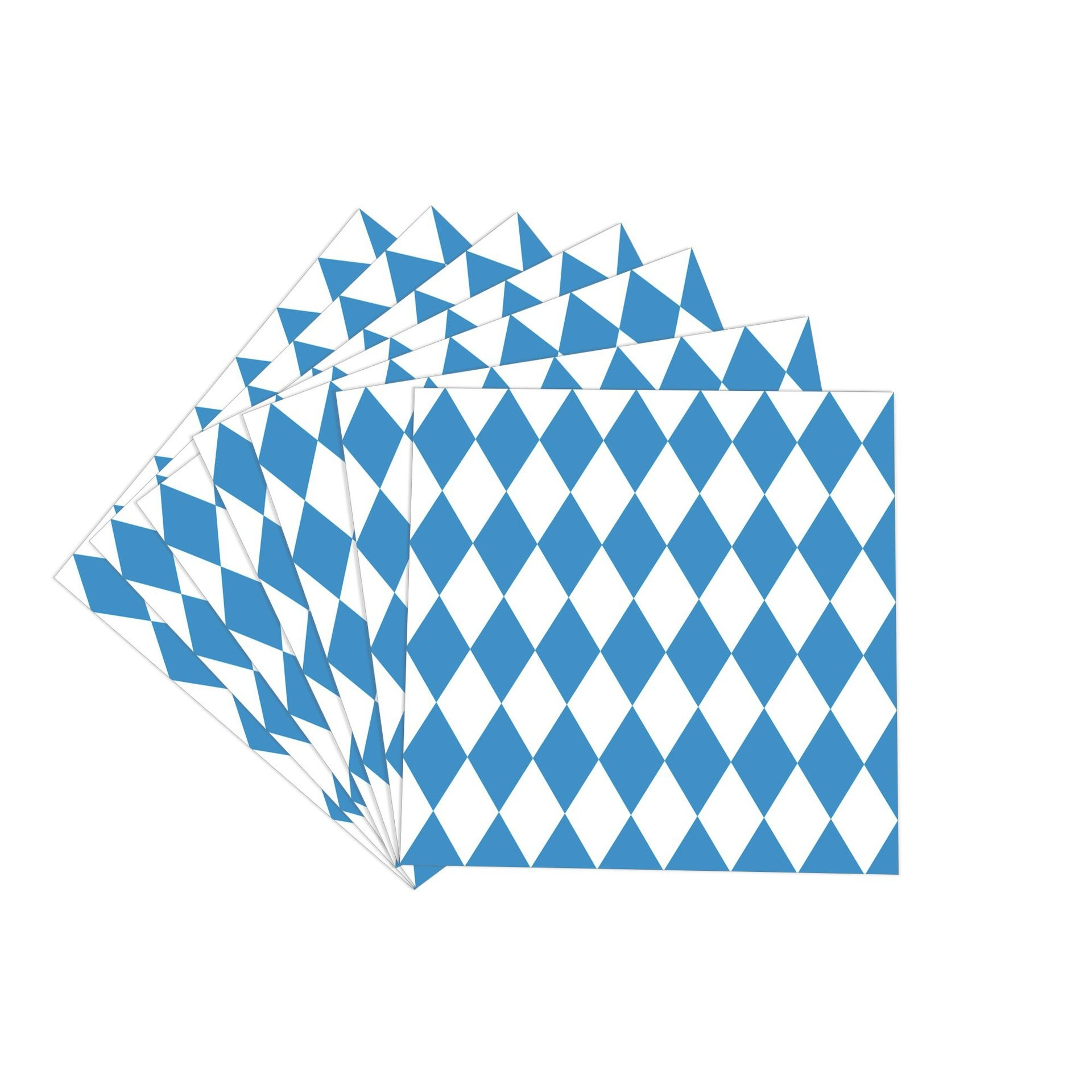 (123-tlg. Set) Fahnen Girlande Oktoberfest Party Deko   Tischdecke / Servietten / Einweg Geschirr / Strohhalme  - Blau / Weiss