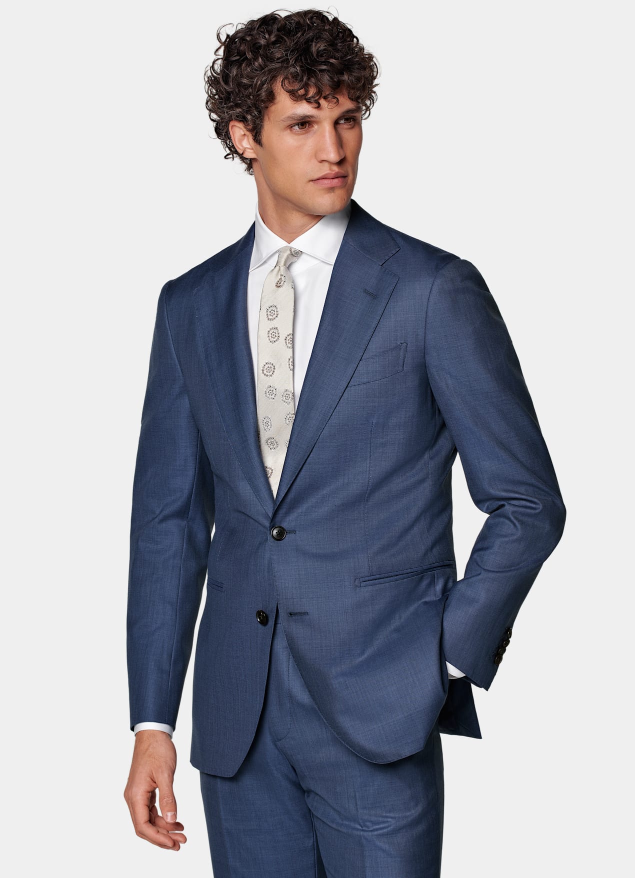 Costume Havana coupe Tailored bleu moyen