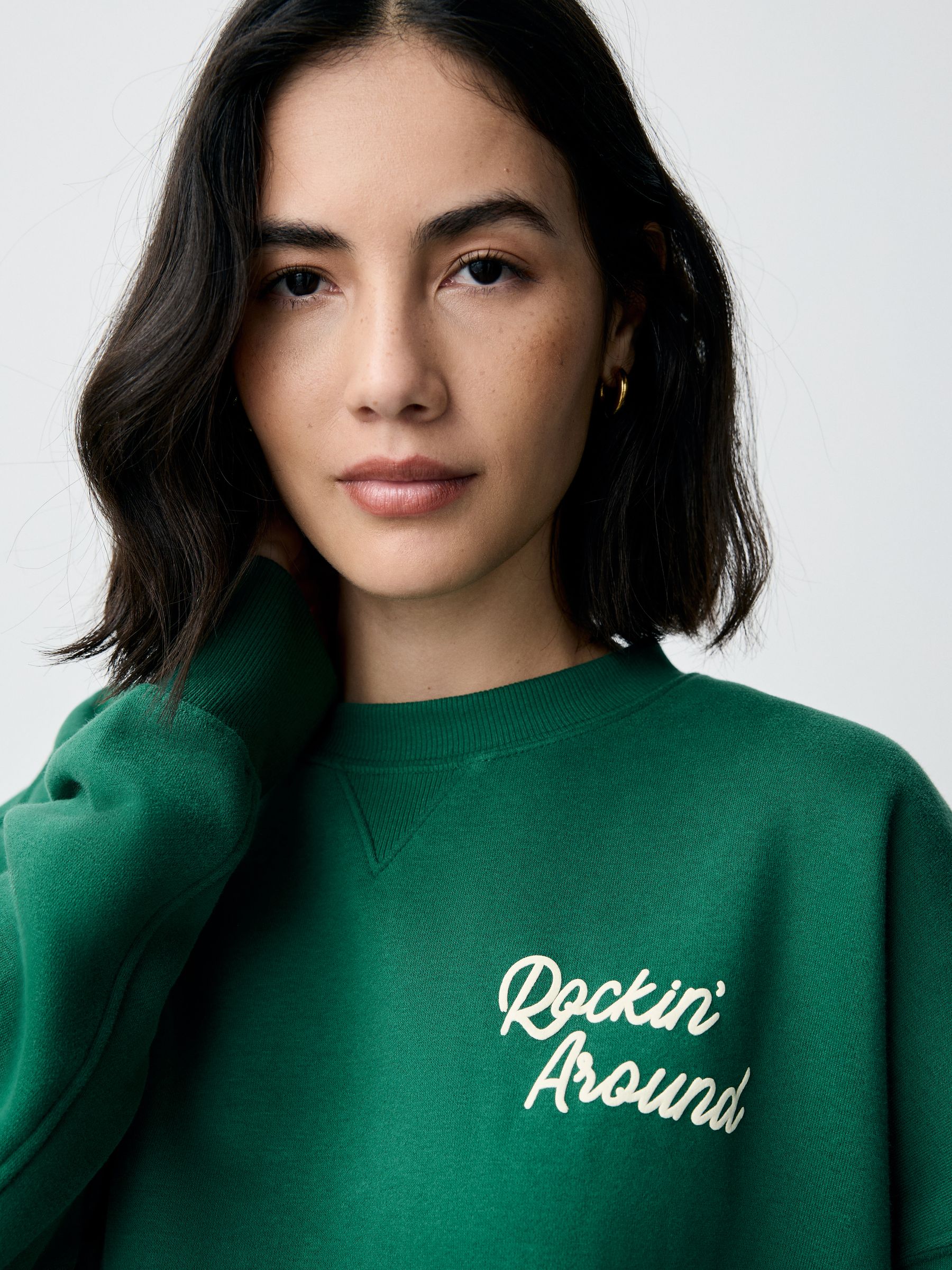 Donkergroen - Seizoensgebonden grafisch Kerstmis longsleeve crewneck Sweatshirt