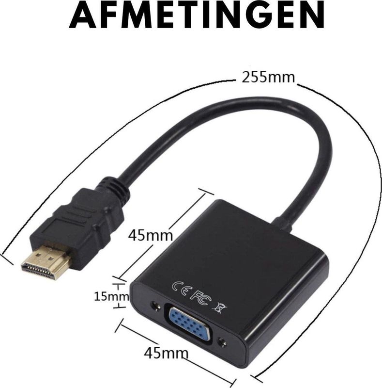 Cablexpert - HDMI naar VGA Adapter - 0.15 Meter - Full HD