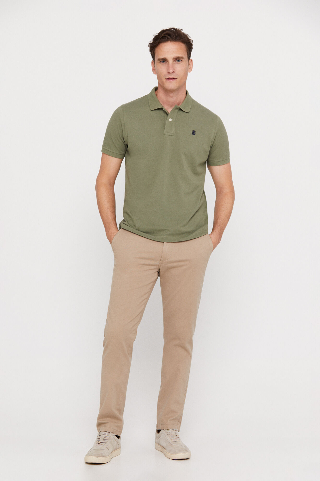 Camisa polo com logotipo - Cáqui