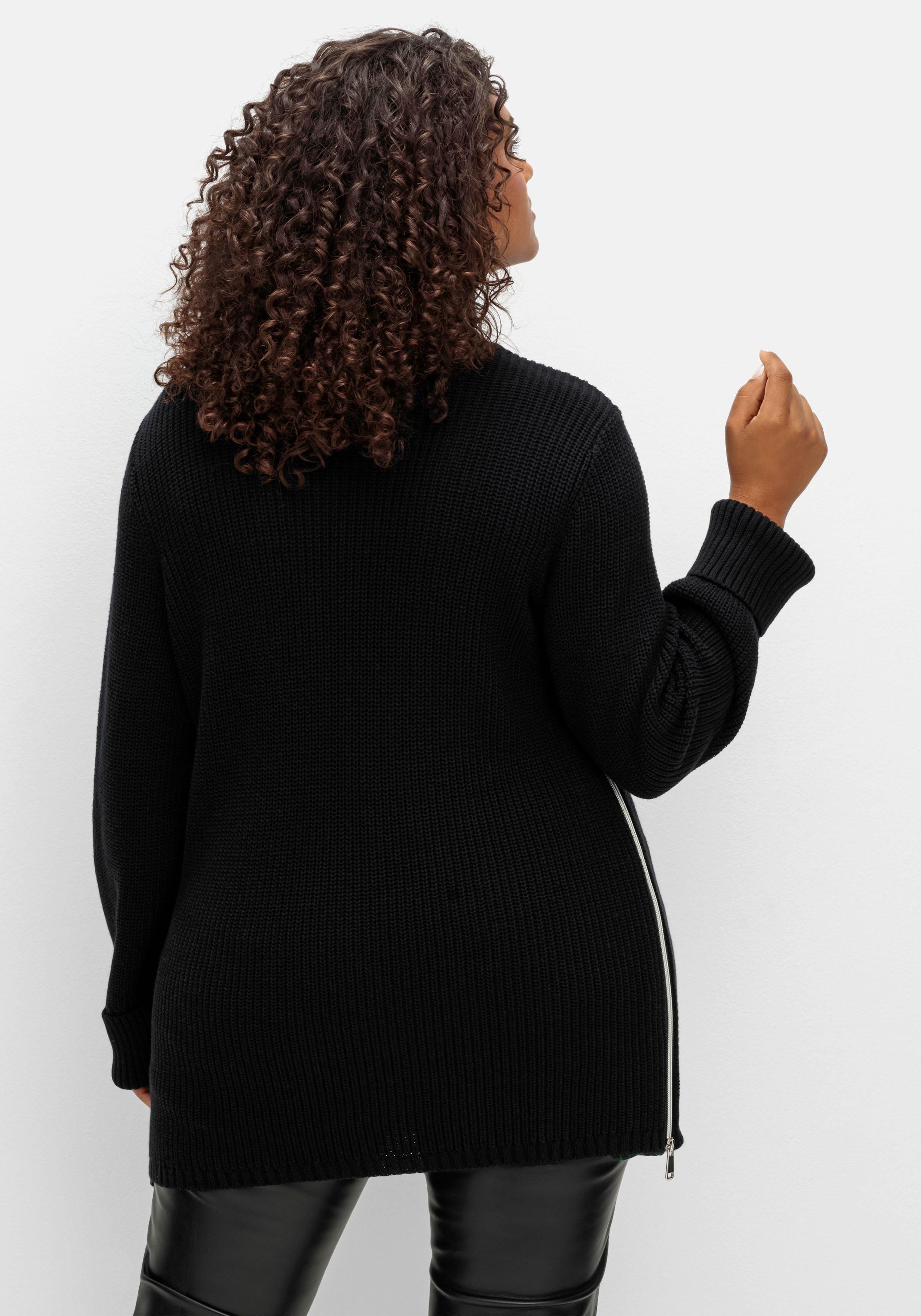 Pullover mit Rollkragen und karierten Einsätzen