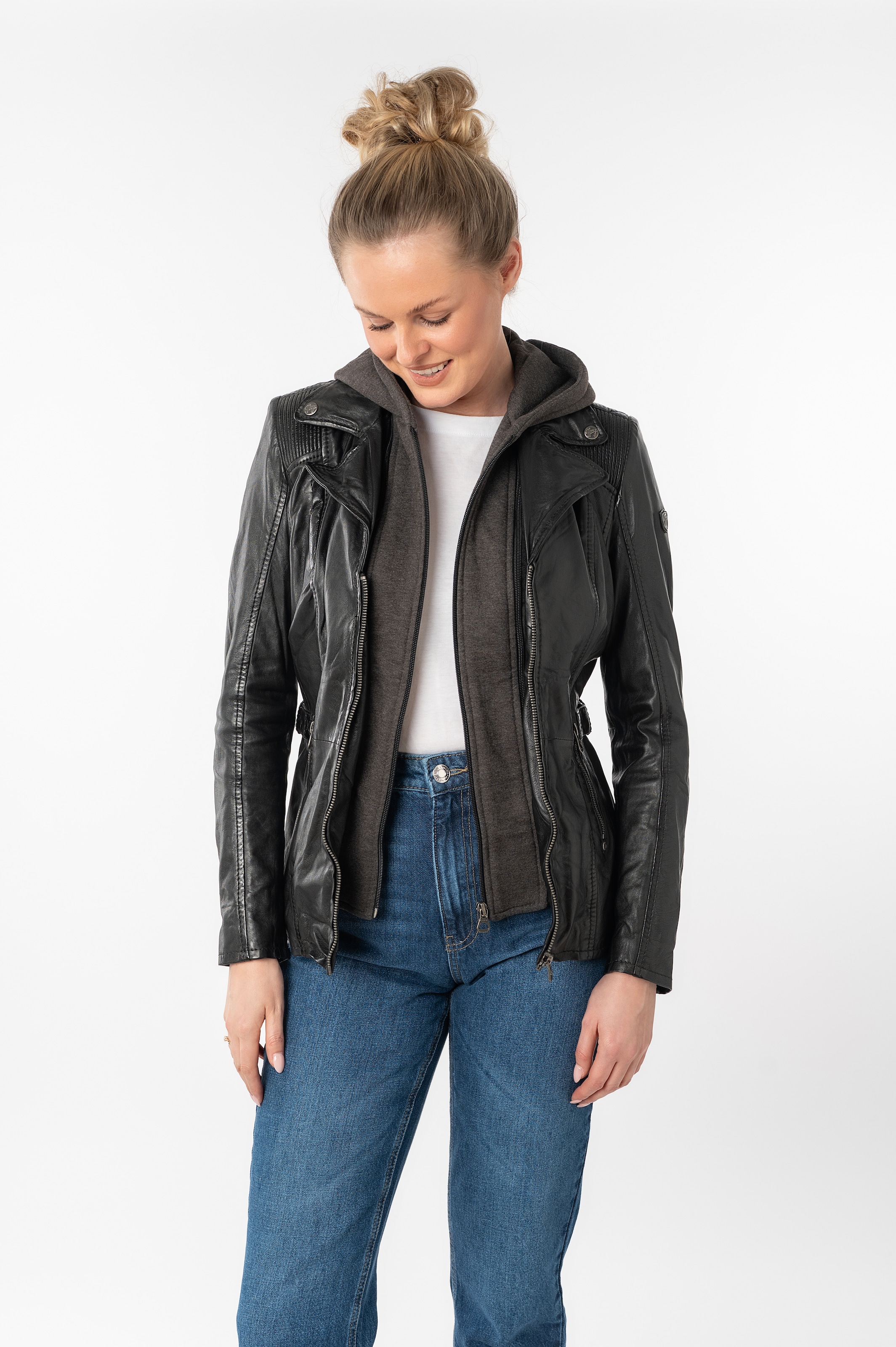 Mauritius Lederjacke »Adelyn« mit Kapuze 2-in-1-Lederjacke