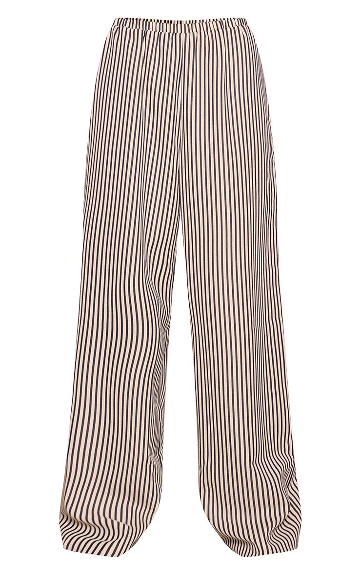 Noir Pantalon Large À Rayures Fines Ensemble Coordonné