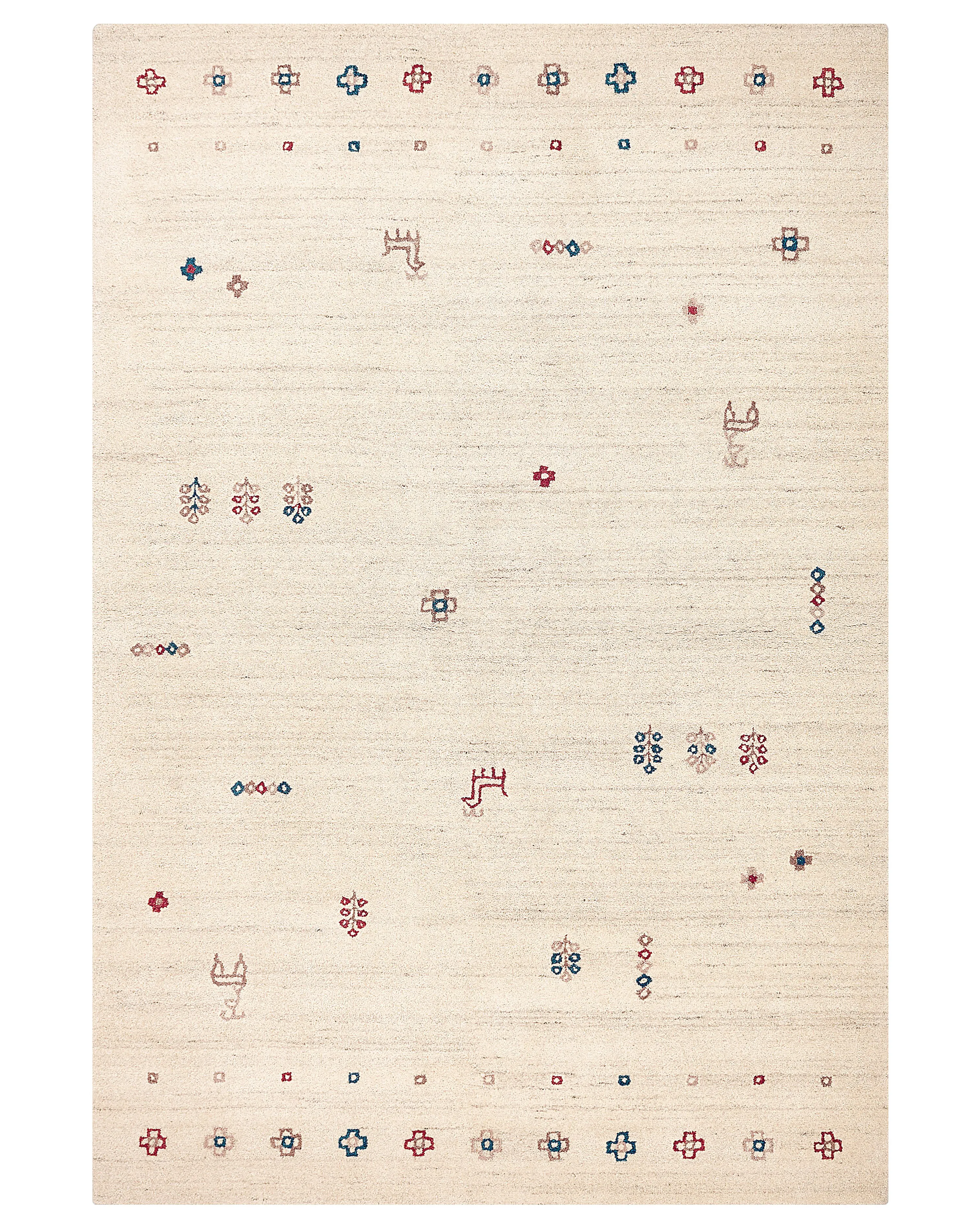 Vloerkleed SULUCA Beige 200 x 300 cm Wol Gabbeh