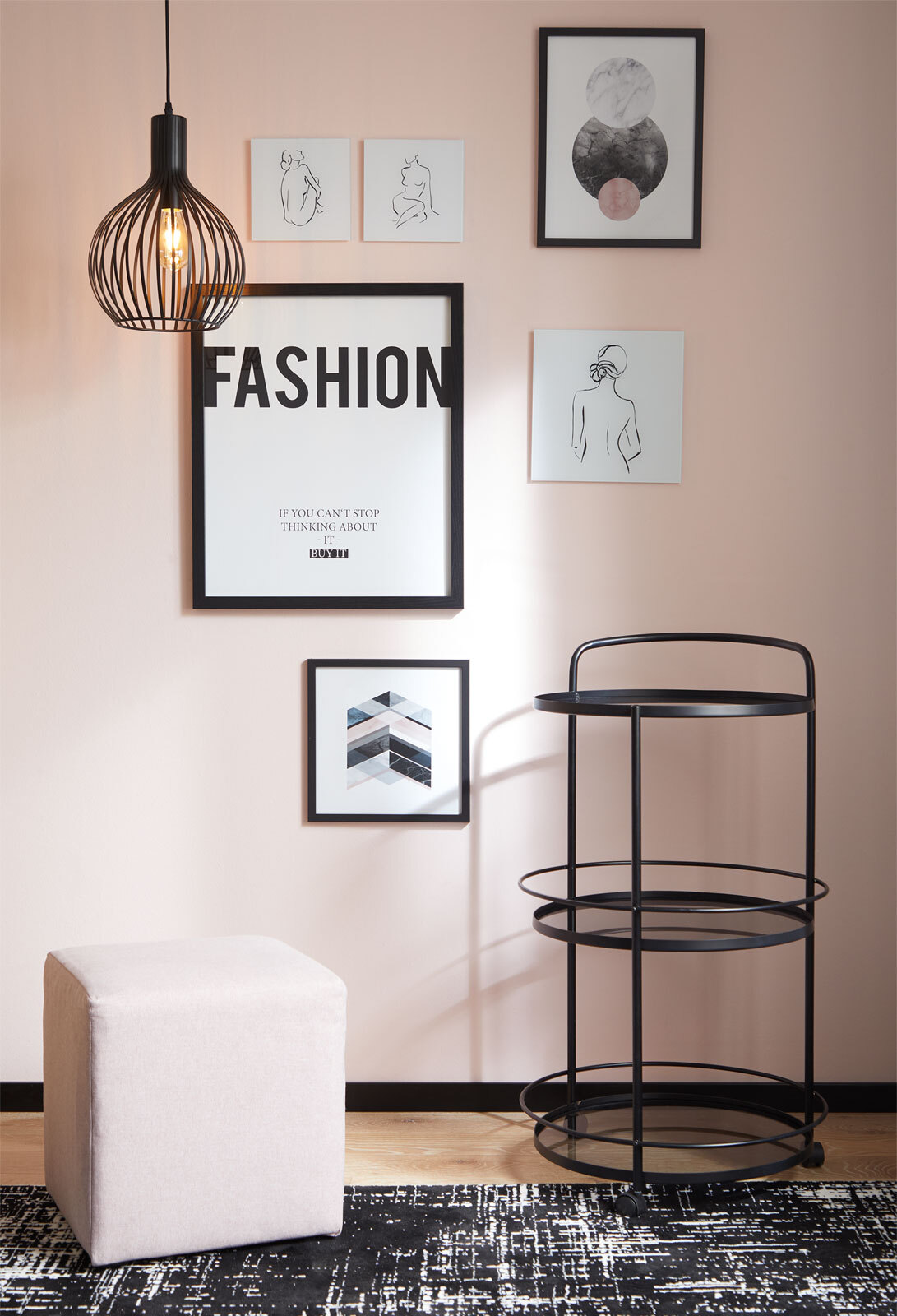 Hocker MAYFAIR Stoffbezug beige