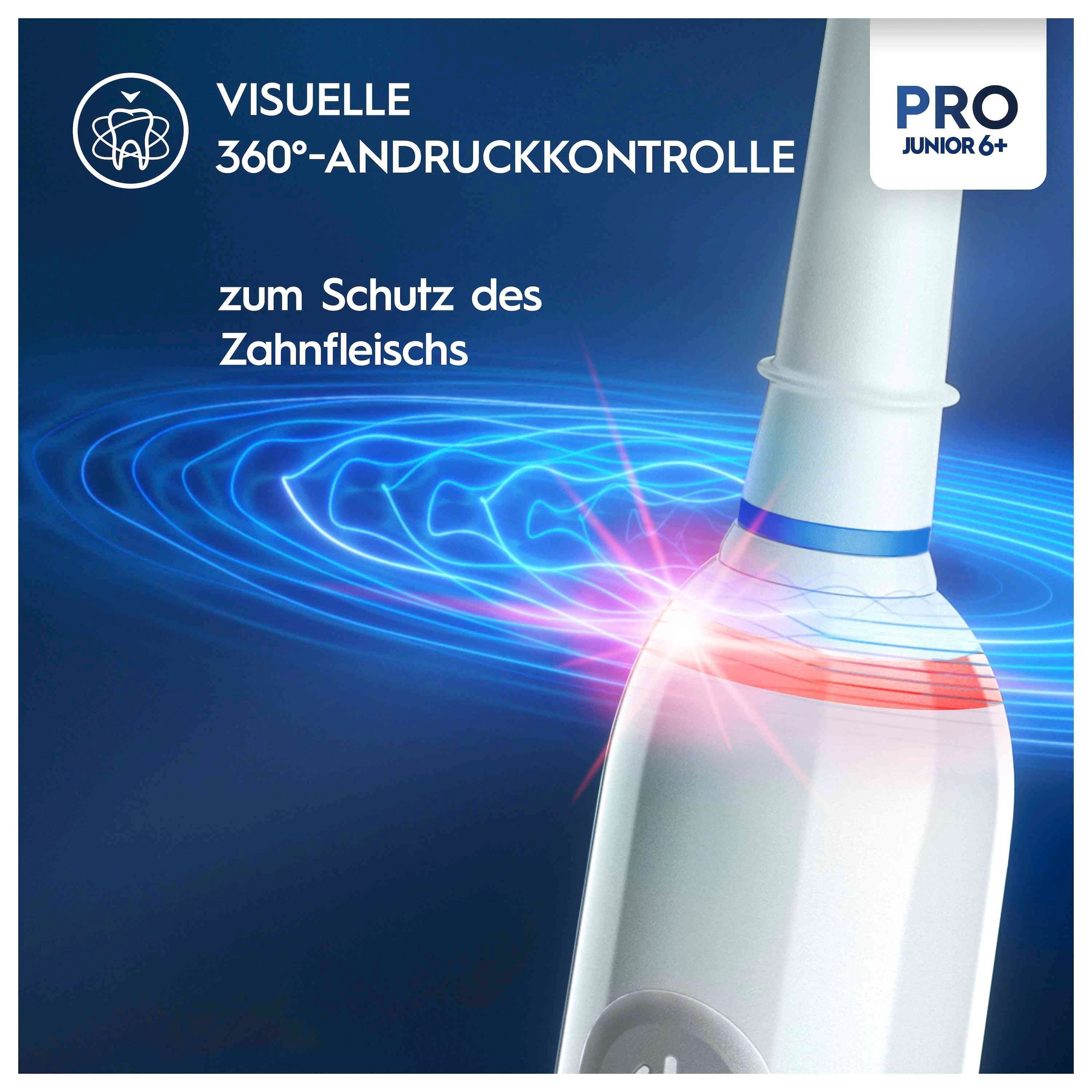 Oral-B Elektrische Zahnbürste »Pro Junior« 2 Stk. Aufsteckbürsten Drucksensor