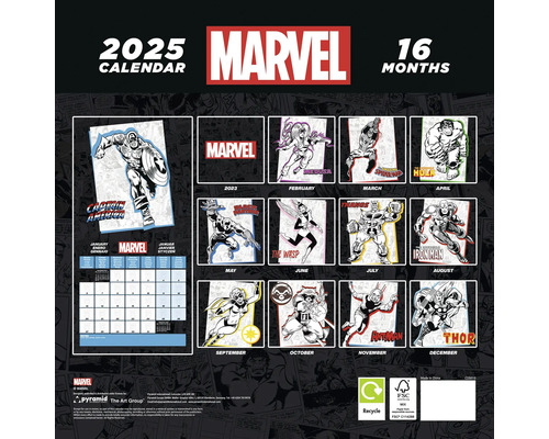 Marvel Square wandkalender 2025, 30x30 cm