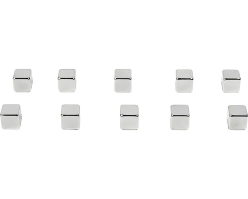 Kubiq decoratieve magneten, set van 10, zilver
