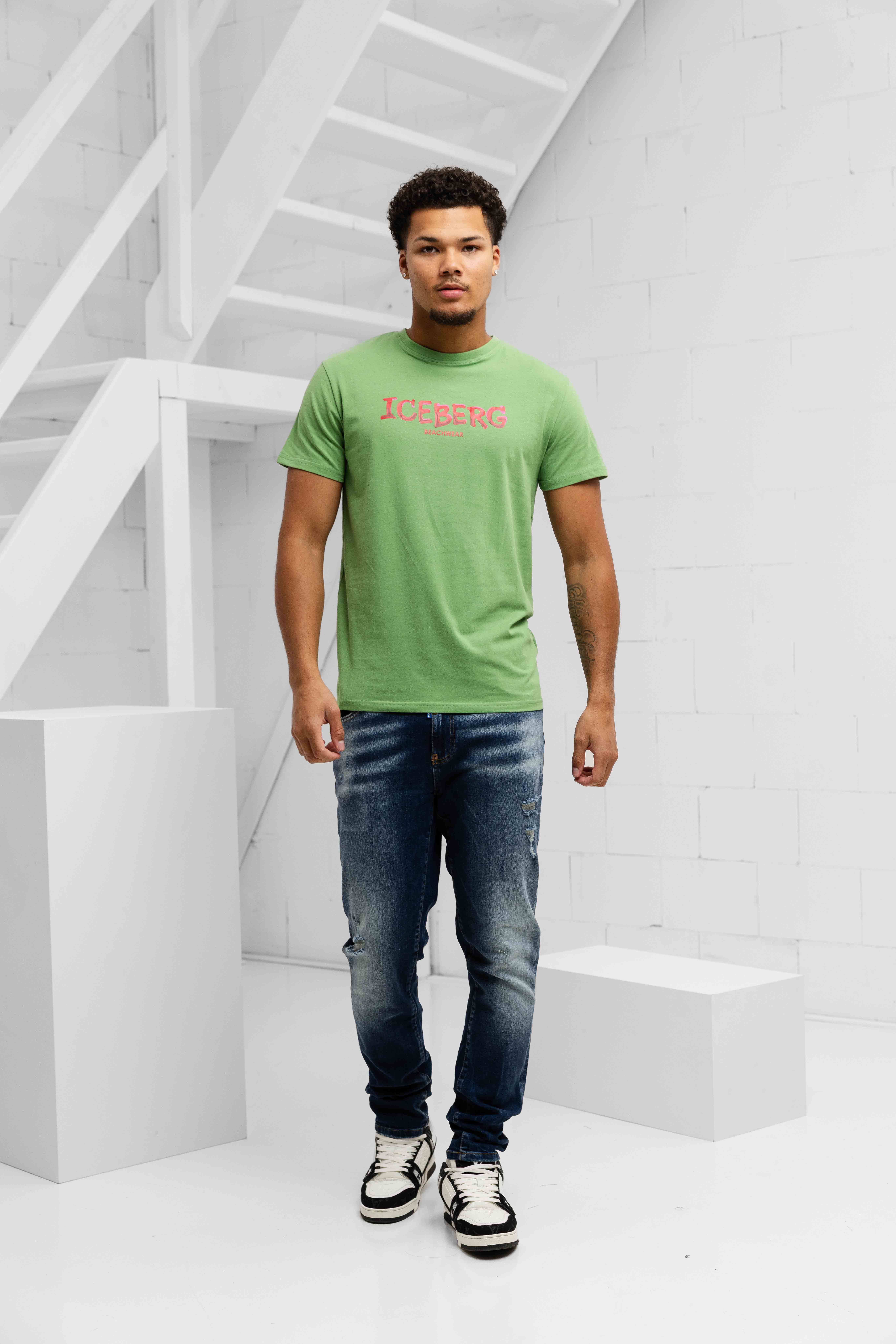 Iceberg Vertical T-Shirt Heren Groen