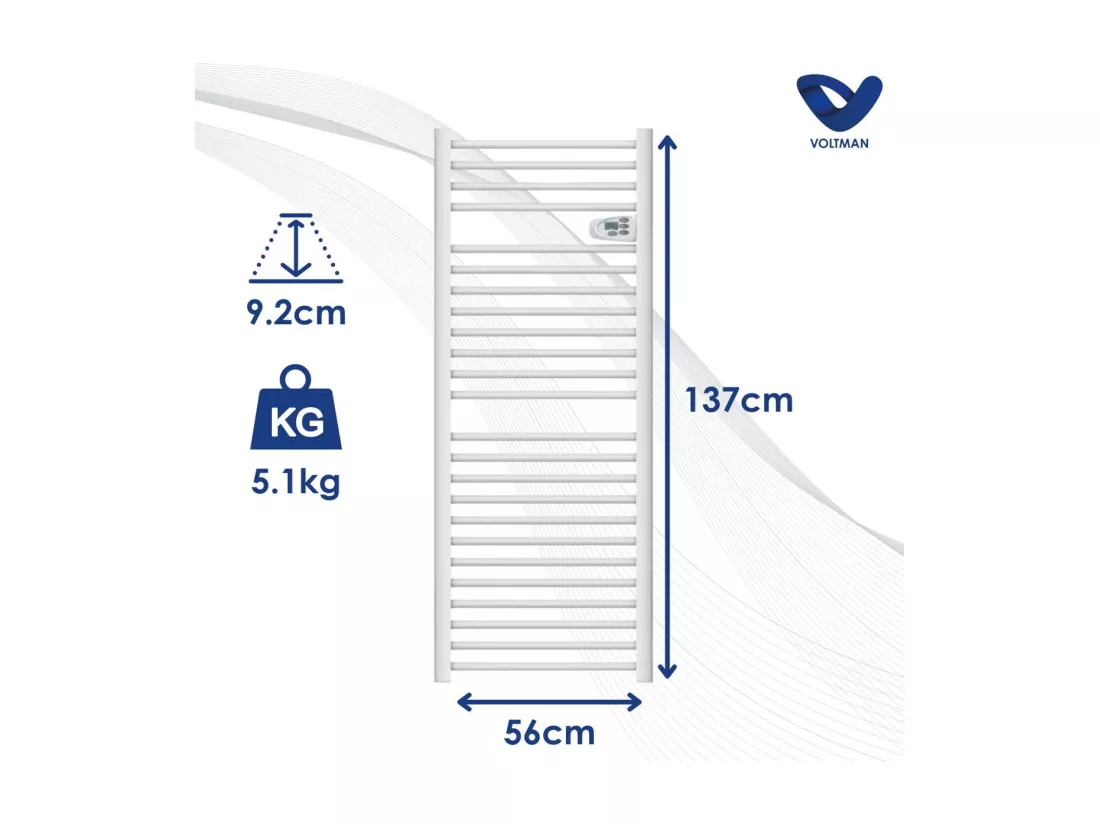 Chauffage sèche-serviette inertie sèche 750W - Blanc - Voltman