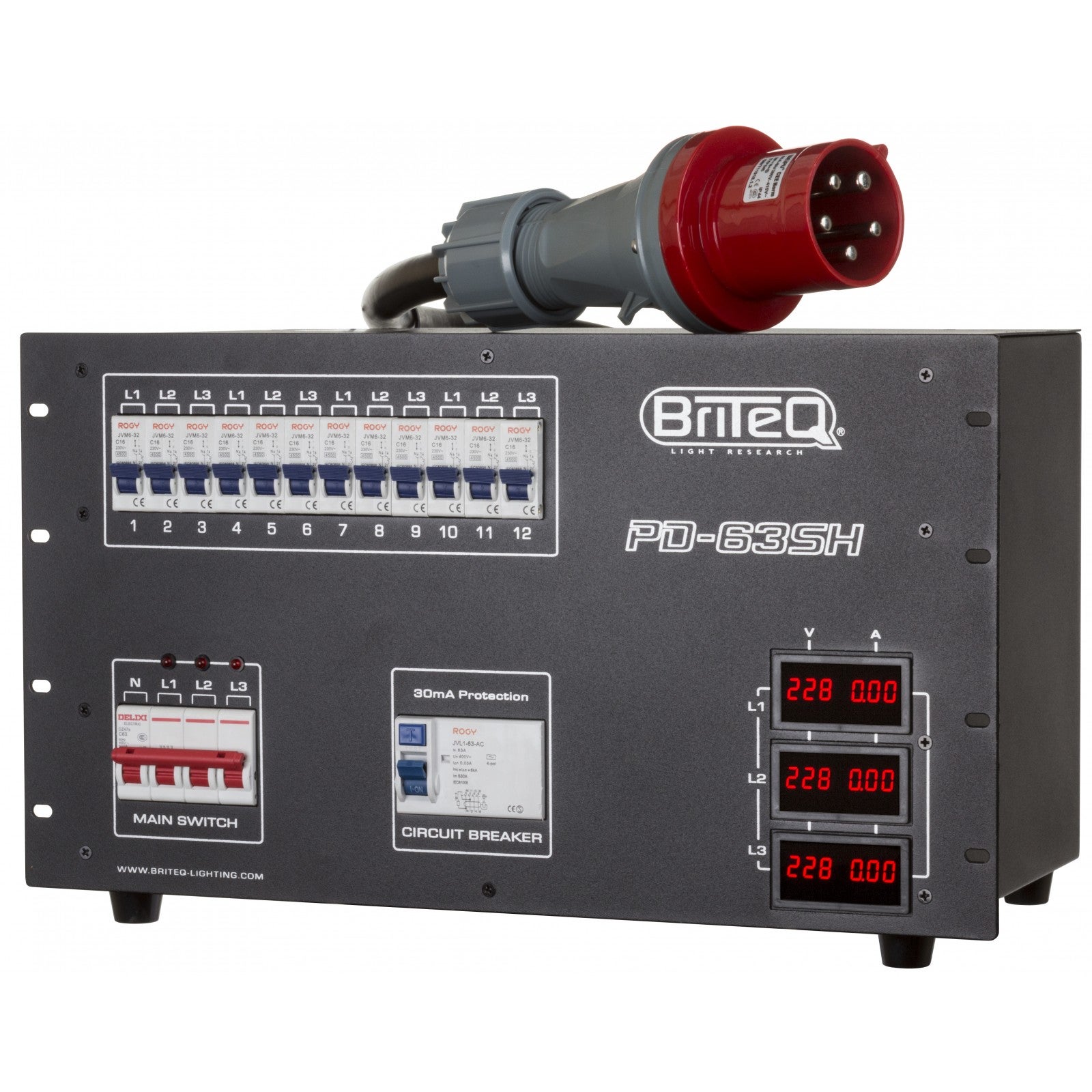 Briteq PD-63SH/FRA/BEL 3-fasen stroomverdeler