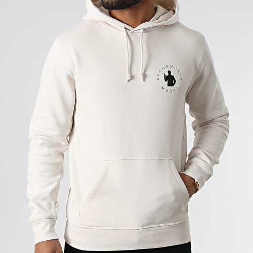 Sweat Capuche Vertical Back Beige Vintage Noir