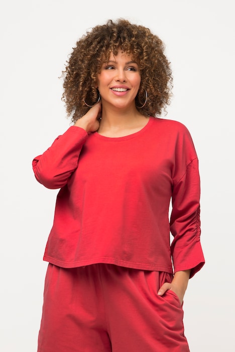 Sweatshirt, kurz, Oversized, Rundhals, 3/4-Arm