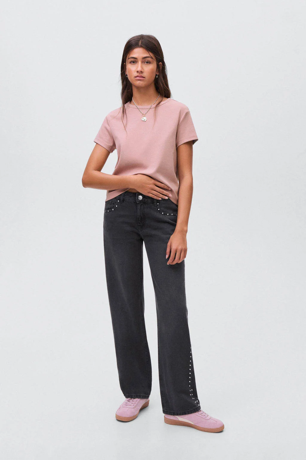 MANGO TEEN straight leg jeans grey denim