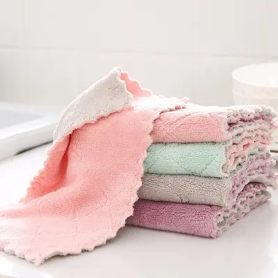 (5er Set) Mikrofaser Küchen Reinigungstuch Saugfähiger Geschirr Putz Lappen - Assortiert