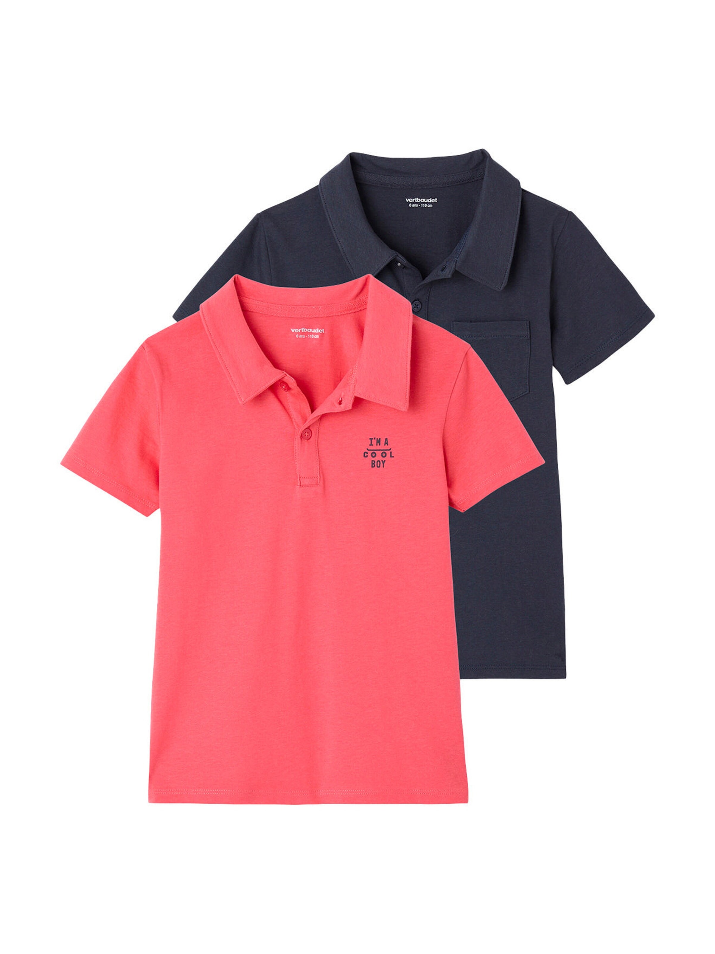 Vertbaudet 2er-Pack Jungen Poloshirts, Kurzarm koralle