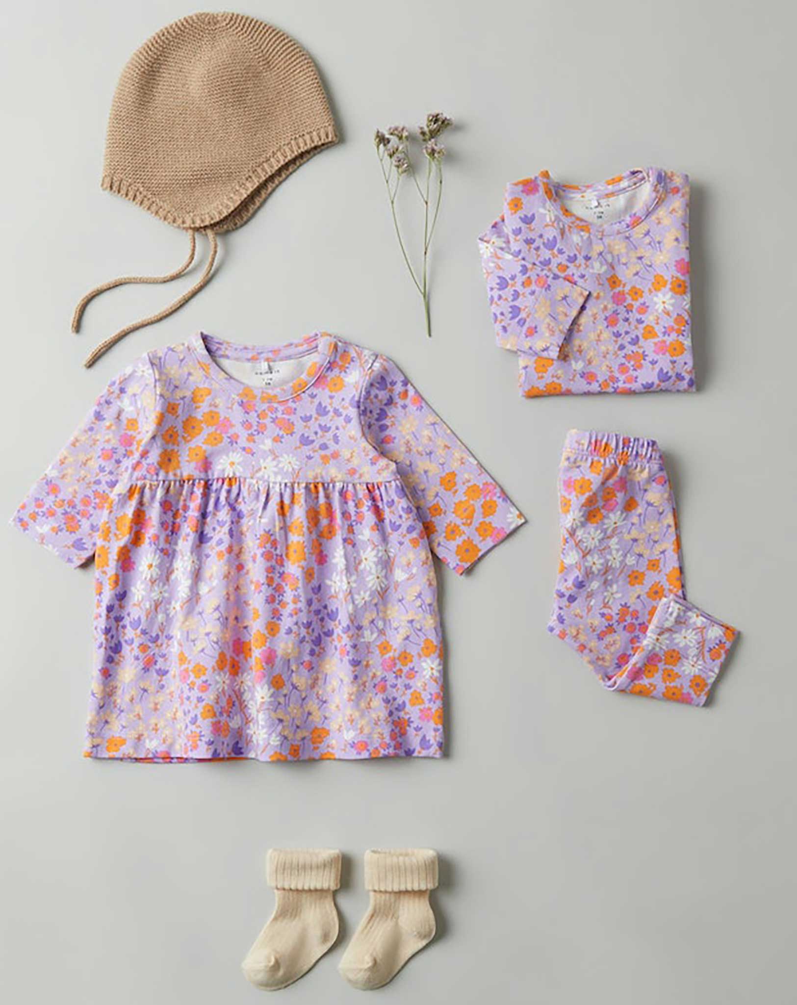 Langarmkleid NBFTUNNA FLOWERS in lilac breeze