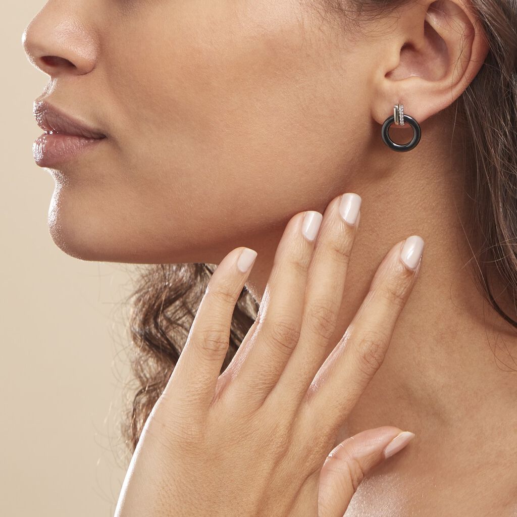 Boucles D'oreilles Pendantes Bertillianne Argent  Céramique Et Oxyde